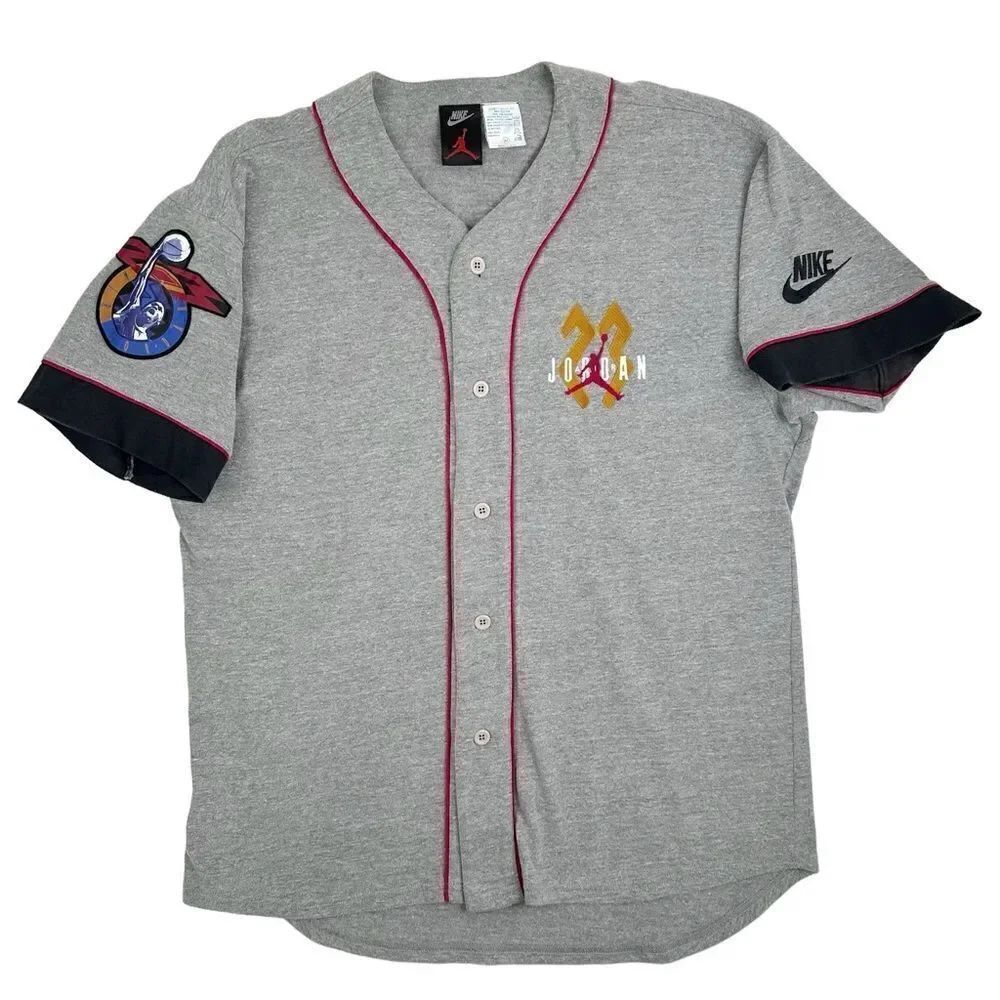 Vintage 90s Nike Air Jordan Baseball Jersey Mens M/L Gray